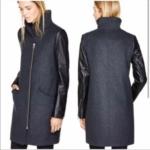 Aritzia Wilfred cocoon coat with leather sleeves, size M